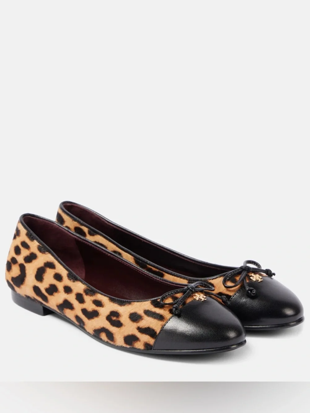 Tory Burch Leopard Calf Hair Cap Toe Flats Size 7.5 Like New